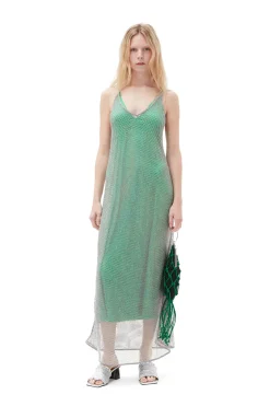 Sale GANNI Embellished Mesh Dress Silver