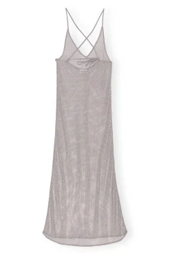 Sale GANNI Embellished Mesh Dress Silver