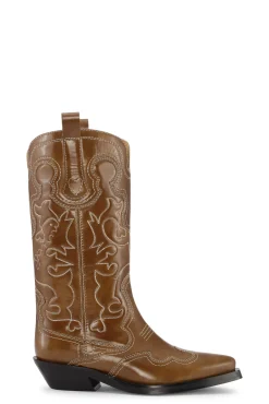 Best GANNI Embroidered Western Boots Tiger's Eye