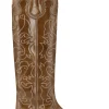 Clearance GANNI Embroidered Western Boots Tiger's Eye