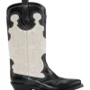 Fashion GANNI Embroidered Western Boots Black/Egret