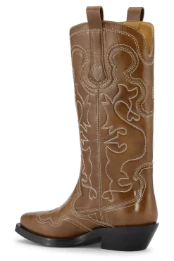 Best GANNI Embroidered Western Boots Tiger's Eye