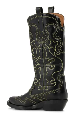 Outlet GANNI Embroidered Western Boots Black