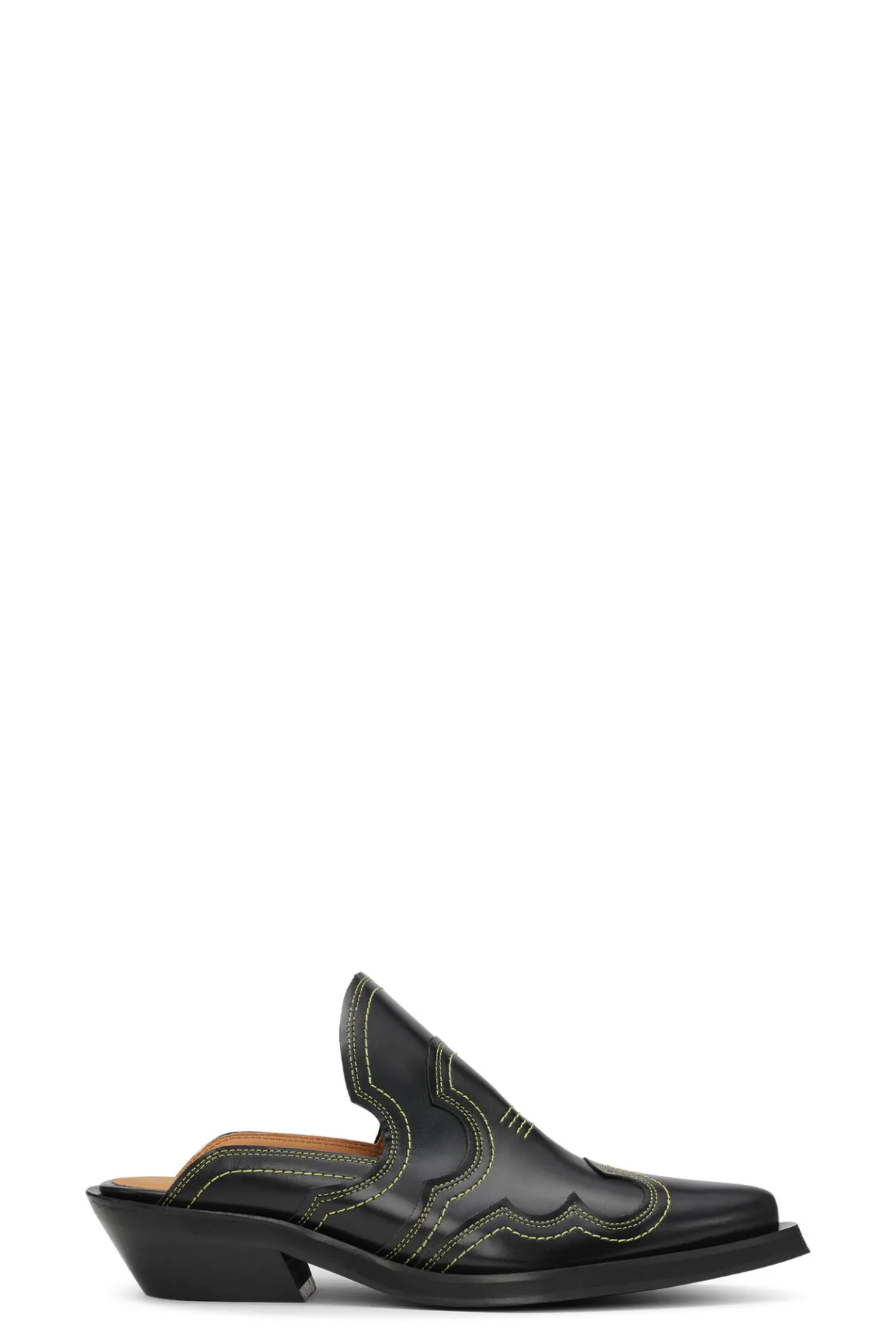Discount GANNI Embroidered Western Mules Black/Yellow