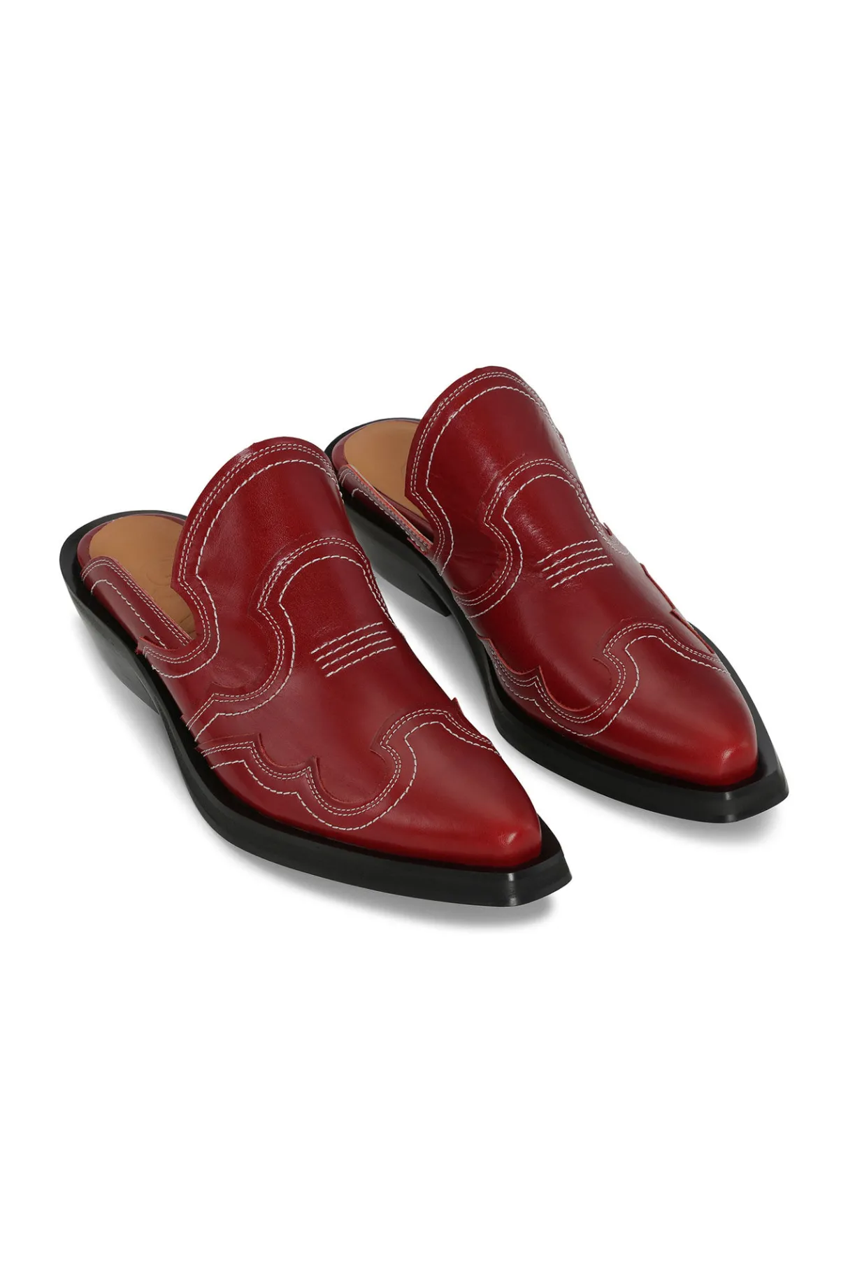Best Sale GANNI Embroidered Western Mules Barbados Cherry