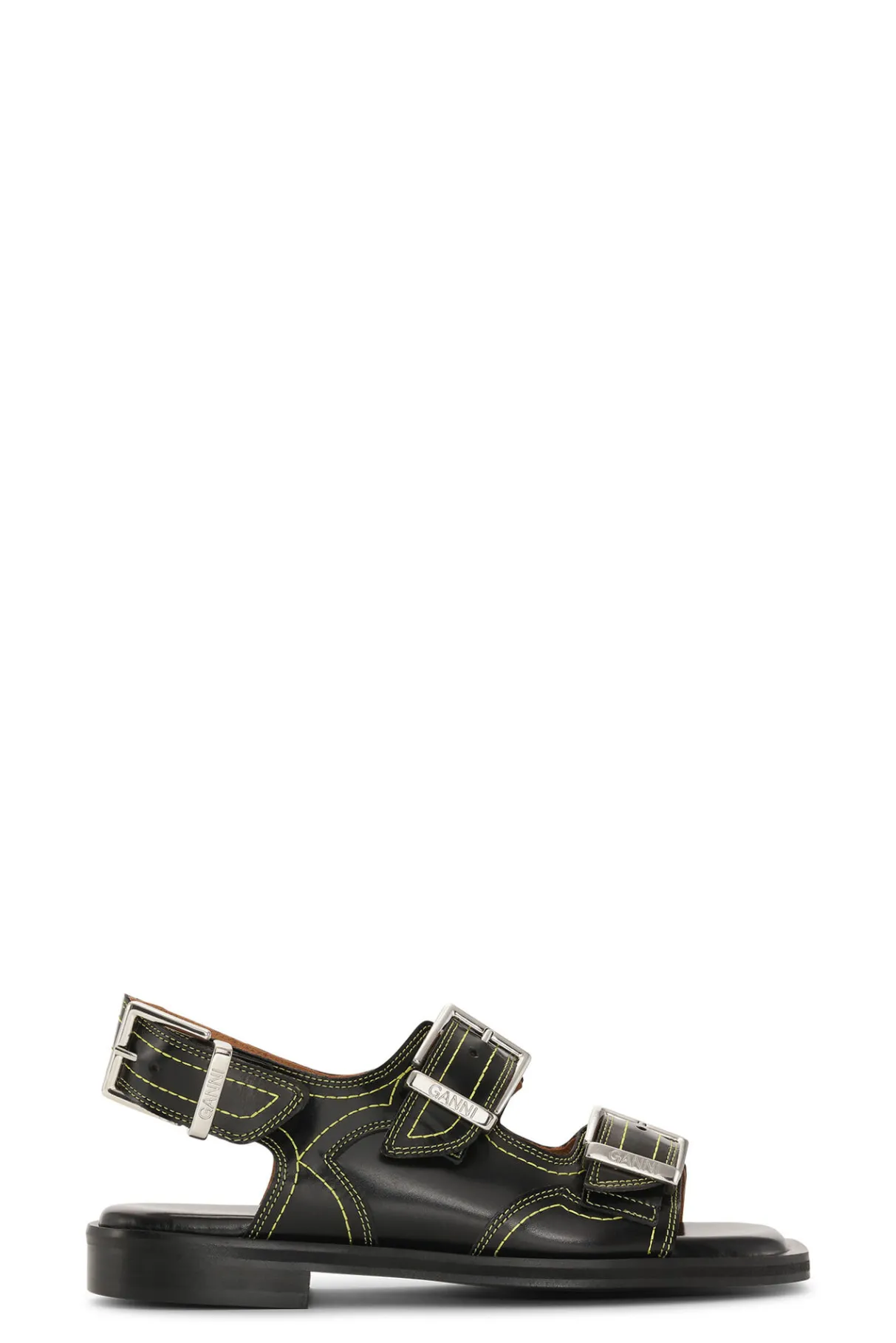 Best Sale GANNI Embroidered Western Sandals Black/Yellow