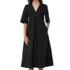 Discount GANNI Exclusive Cotton Poplin Maxi Dress Black