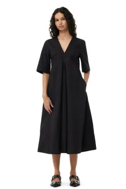 Discount GANNI Exclusive Cotton Poplin Maxi Dress Black