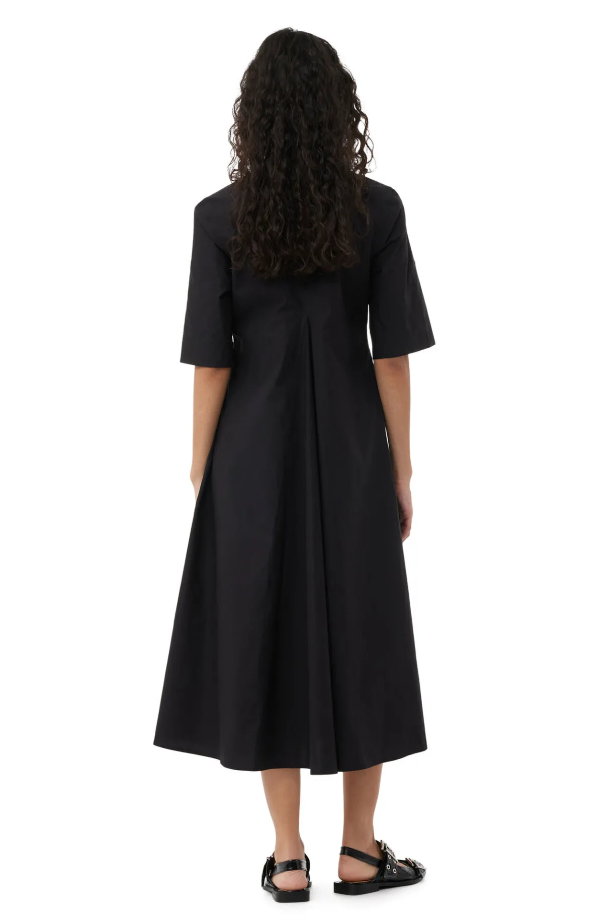 Discount GANNI Exclusive Cotton Poplin Maxi Dress Black