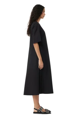 Discount GANNI Exclusive Cotton Poplin Maxi Dress Black