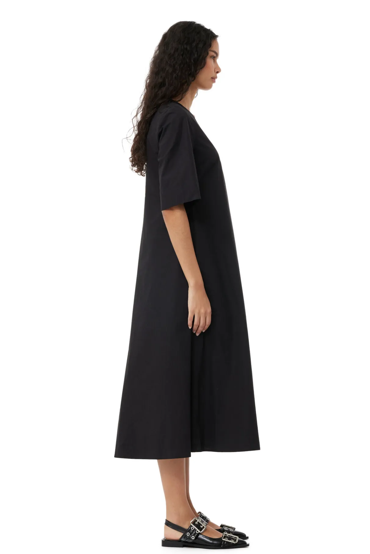 Discount GANNI Exclusive Cotton Poplin Maxi Dress Black