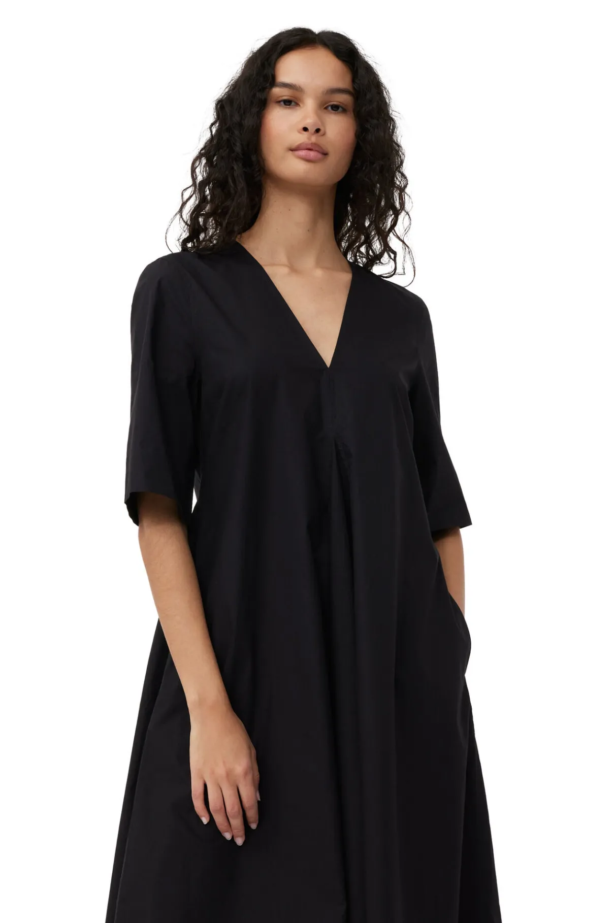 Discount GANNI Exclusive Cotton Poplin Maxi Dress Black
