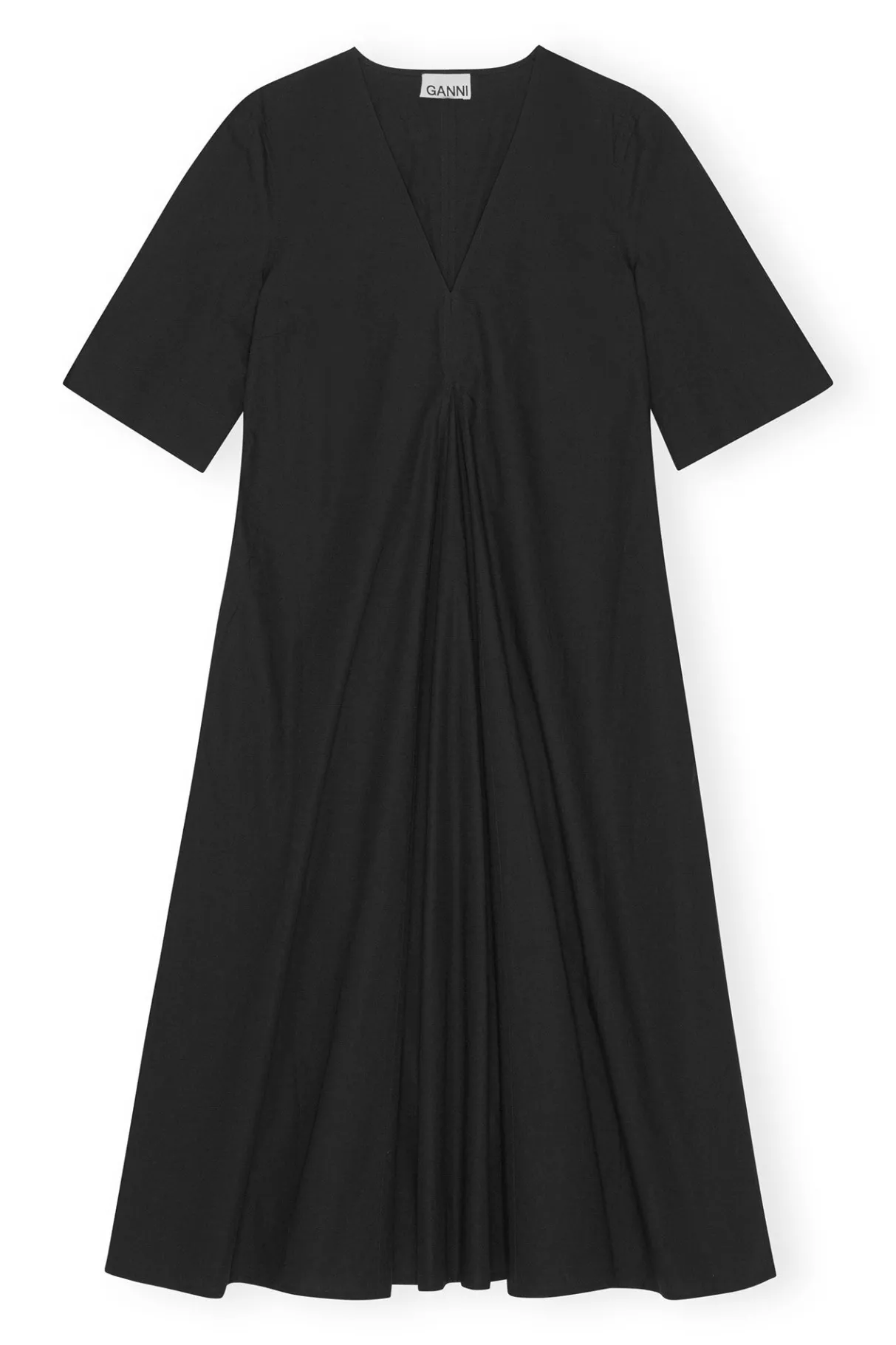 Discount GANNI Exclusive Cotton Poplin Maxi Dress Black