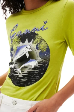 Hot GANNI Fabrics Of The Future Fitted Dolphin T-Shirt Tender Shoots