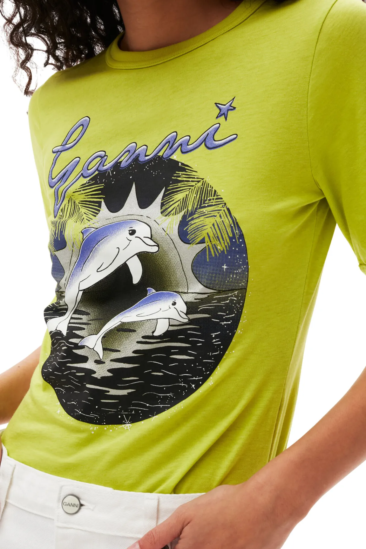 Hot GANNI Fabrics Of The Future Fitted Dolphin T-Shirt Tender Shoots