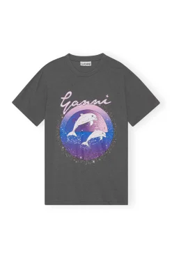 Sale GANNI Fabrics Of The Future Relaxed Dolphin T-Shirt Volcanic Ash