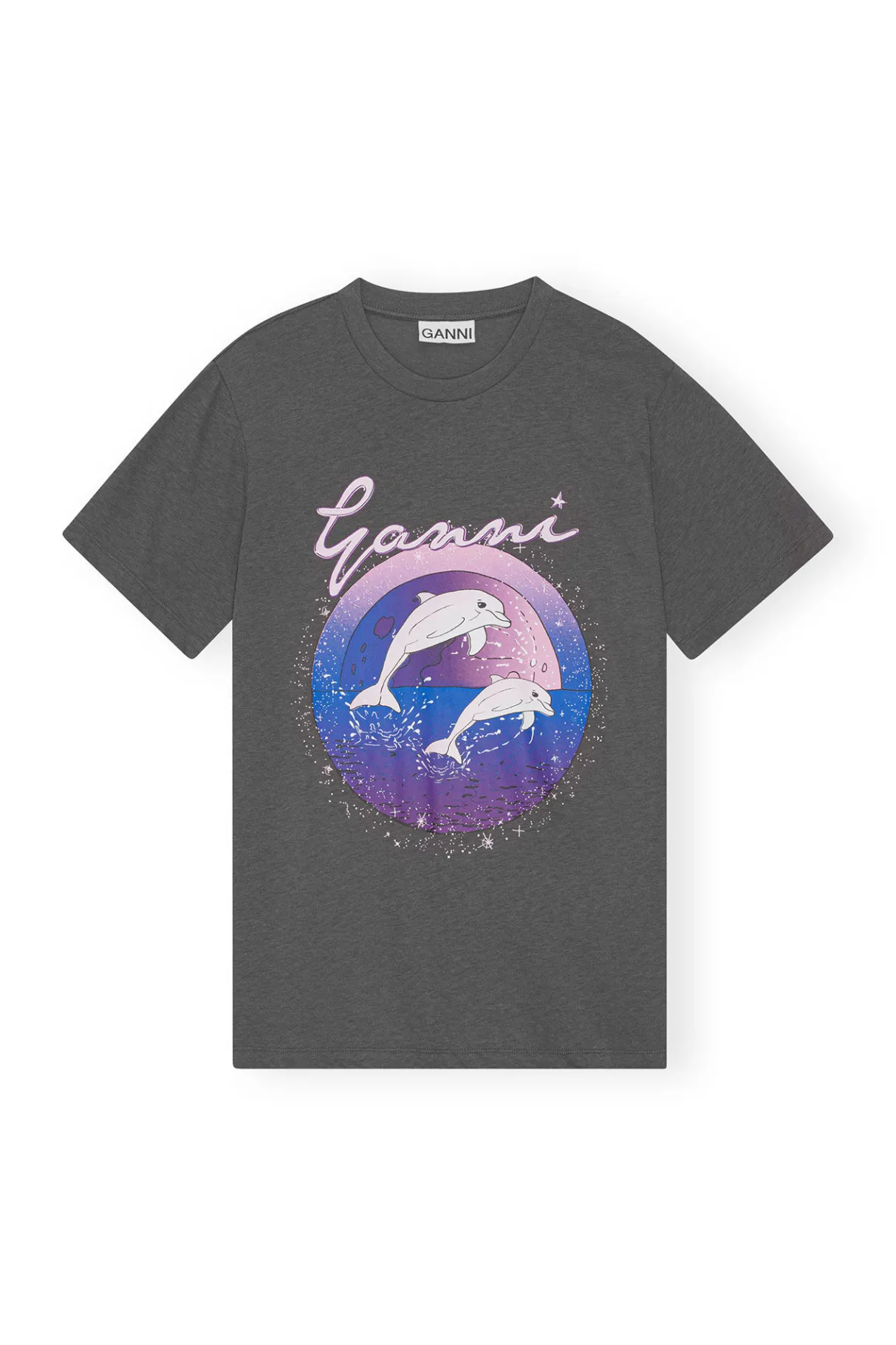 Sale GANNI Fabrics Of The Future Relaxed Dolphin T-Shirt Volcanic Ash