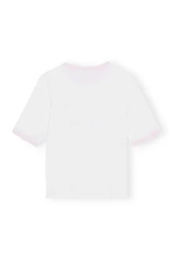 Discount GANNI Fitted Butterfly T-Shirt Bright White