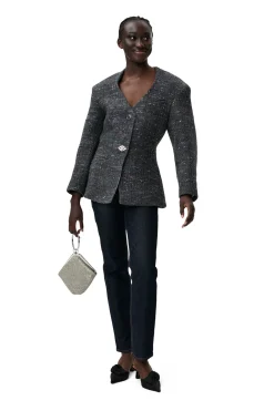Best GANNI Fitted Wool Blazer Phantom