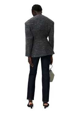 Best GANNI Fitted Wool Blazer Phantom