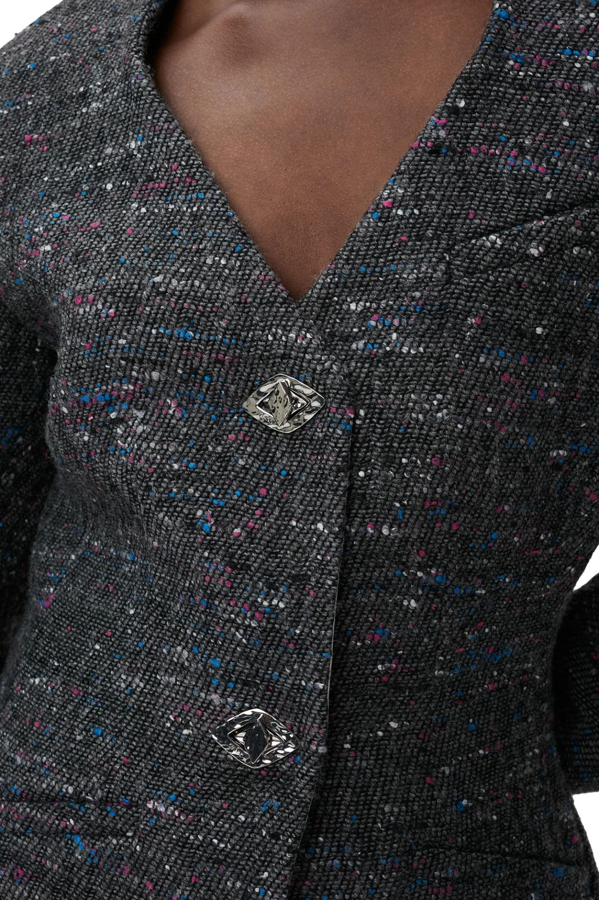 Best GANNI Fitted Wool Blazer Phantom