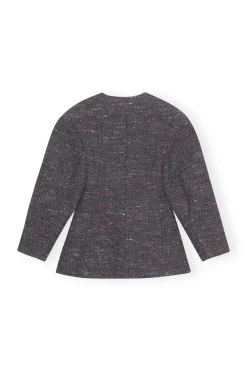 Best GANNI Fitted Wool Blazer Phantom