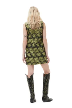 Flash Sale GANNI Flower Jacquard Suiting Mini Dress Lemon Zest