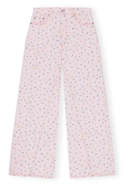 Fashion GANNI Flower Print Joezy Jeans Pink Tulle