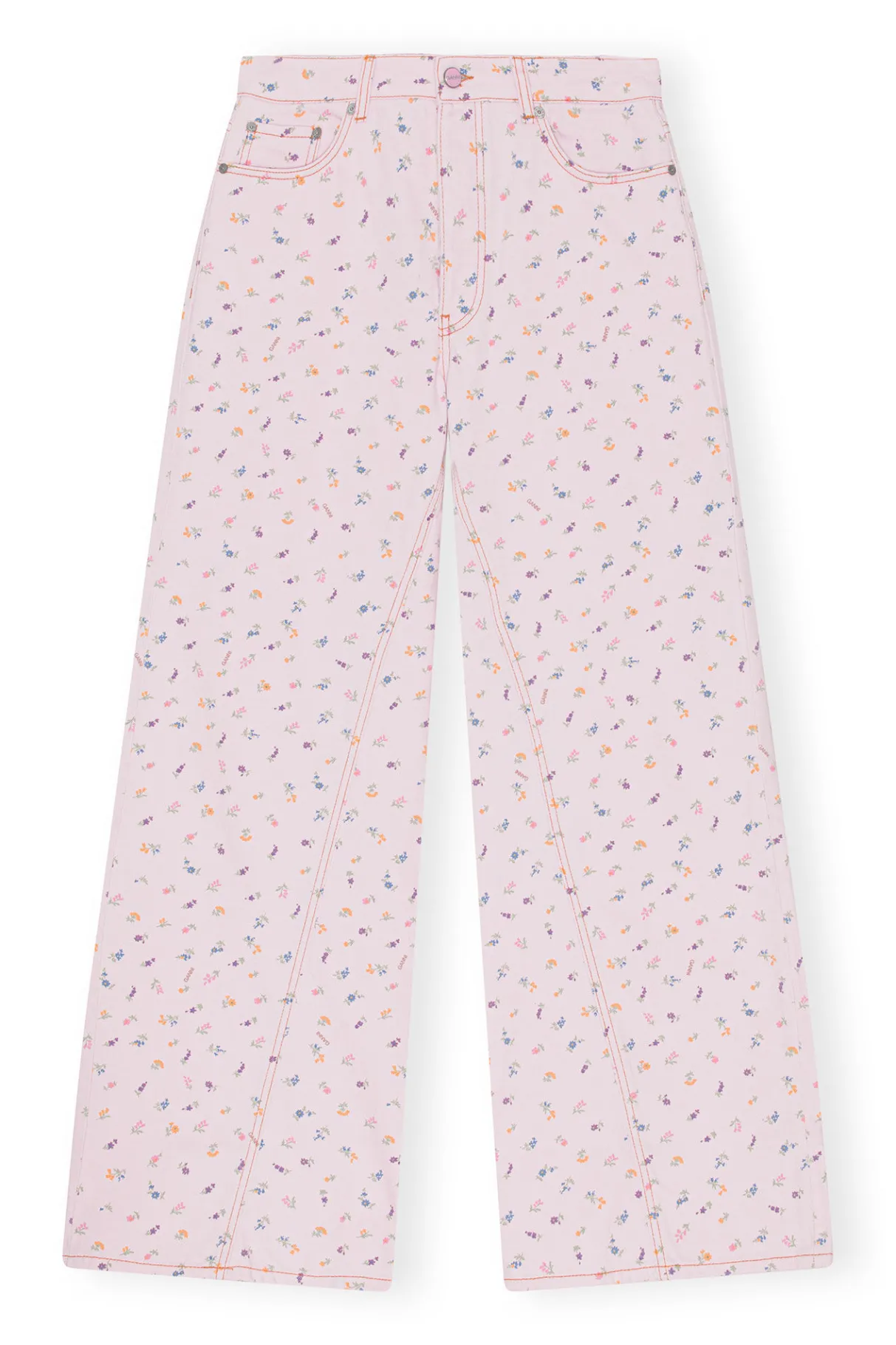 Fashion GANNI Flower Print Joezy Jeans Pink Tulle