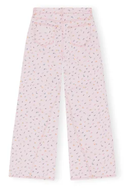 Fashion GANNI Flower Print Joezy Jeans Pink Tulle