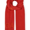 Cheap GANNI Fringed Wool Scarf Orangeade