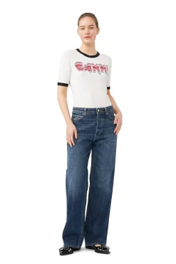 Fashion GANNI Fitted T-Shirt Egret