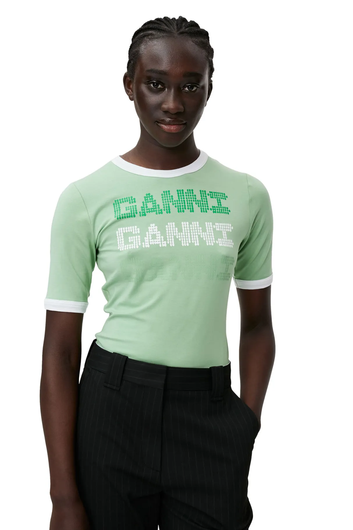 Fashion GANNI Fitted T-Shirt Peapod