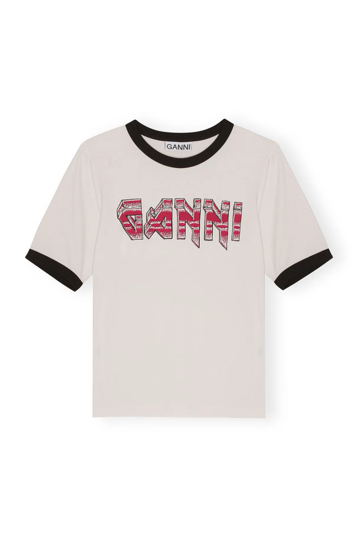 Fashion GANNI Fitted T-Shirt Egret