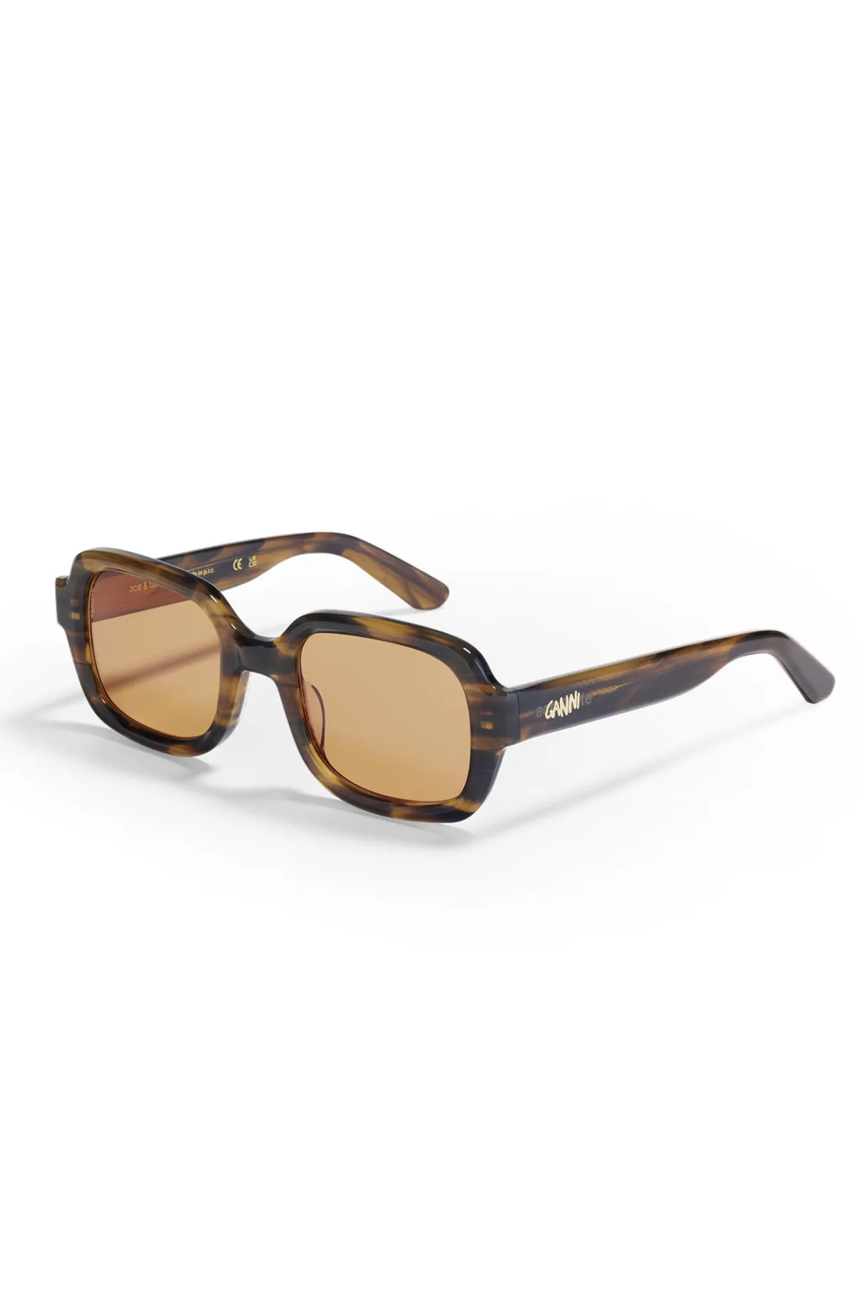 Shop GANNI X Ace & Tate Twiggy Sunglasses Tobacco Brown
