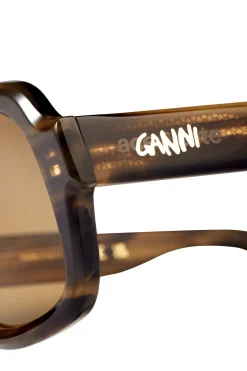 Shop GANNI X Ace & Tate Twiggy Sunglasses Tobacco Brown