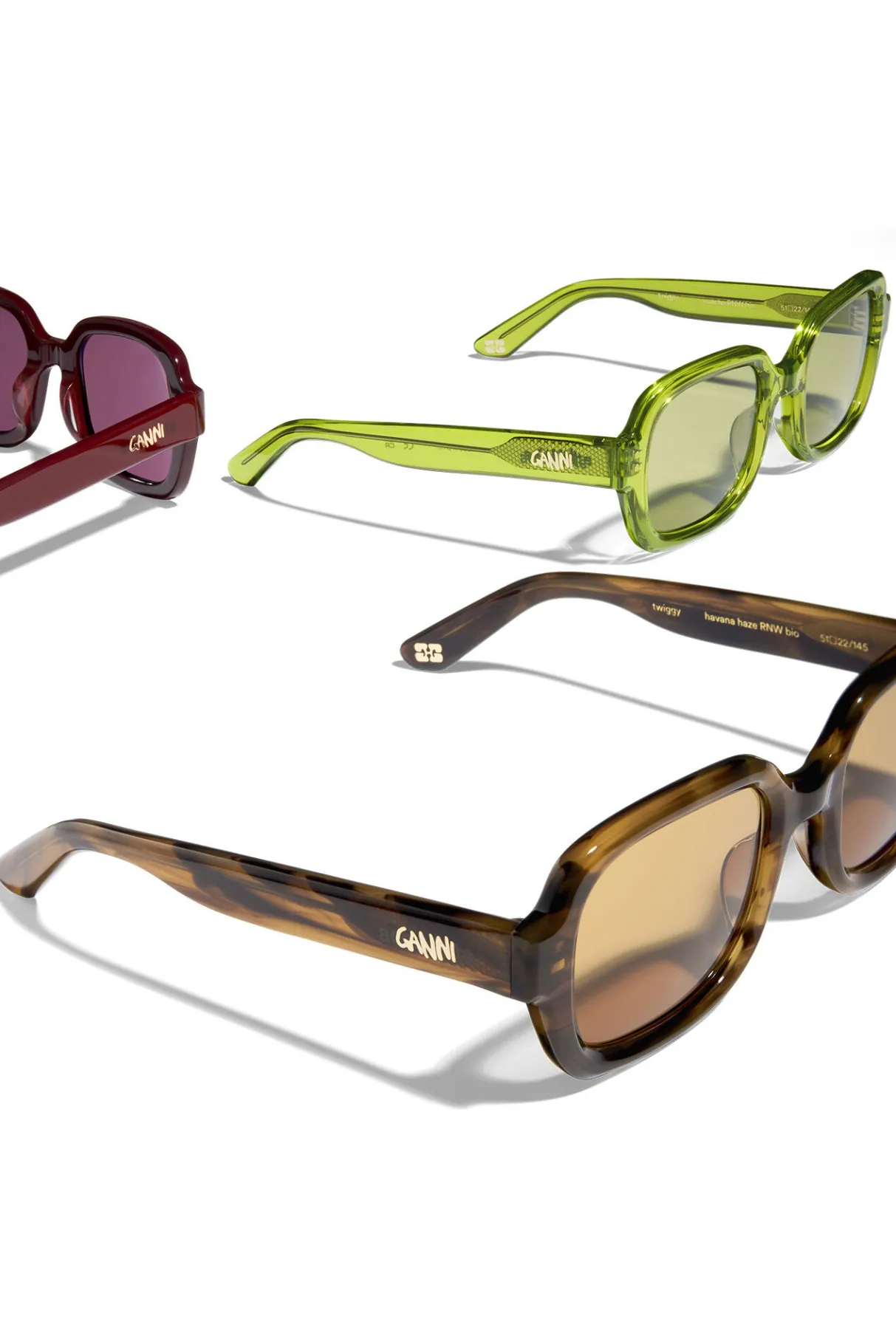 Shop GANNI X Ace & Tate Twiggy Sunglasses Tobacco Brown