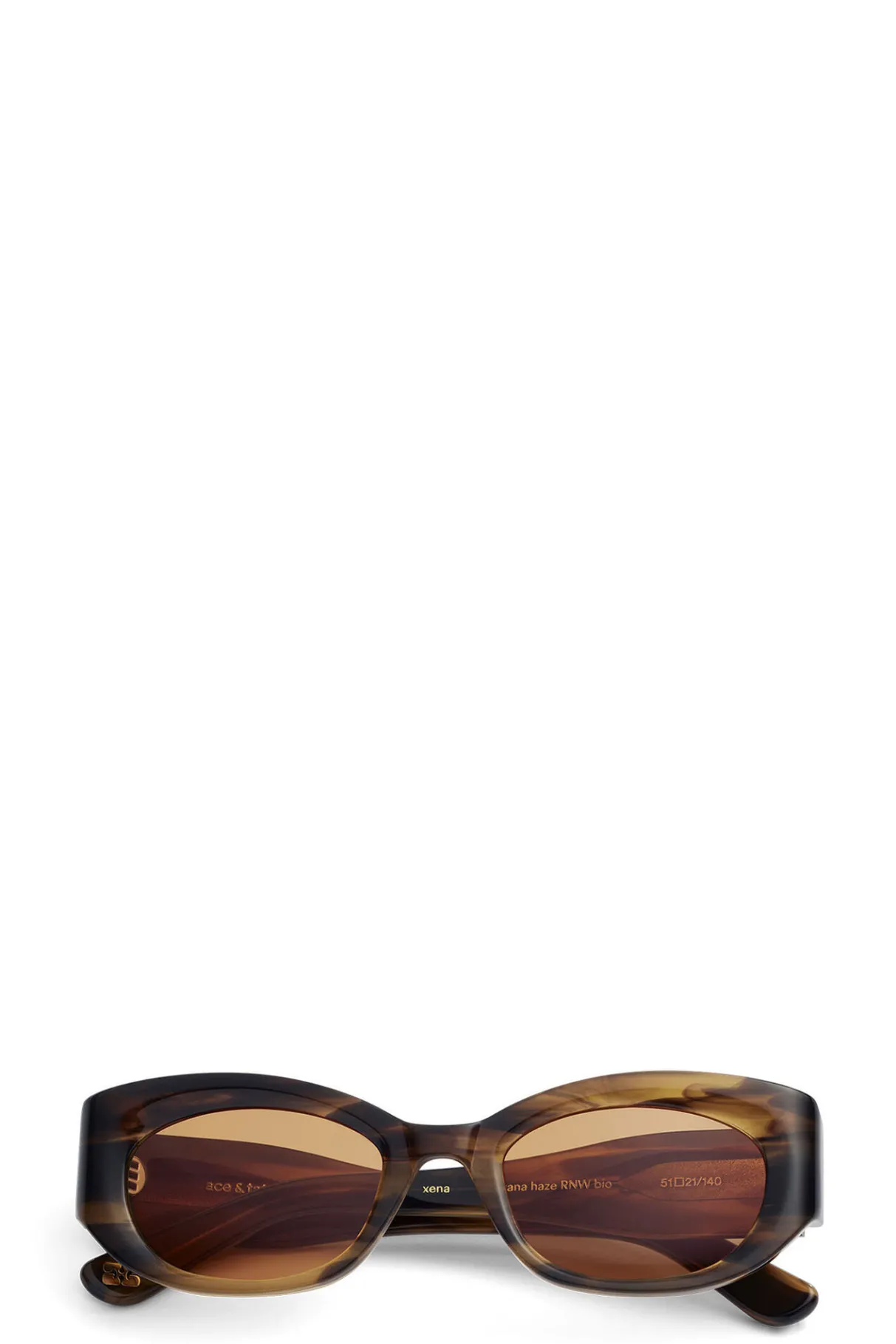 Shop GANNI X Ace & Tate Xena Sunglasses Tobacco Brown