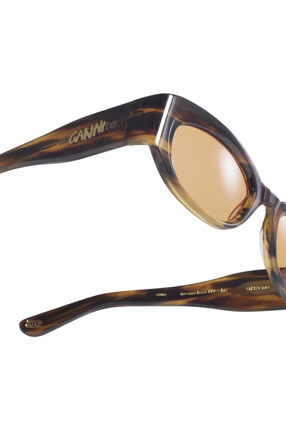 Shop GANNI X Ace & Tate Xena Sunglasses Tobacco Brown