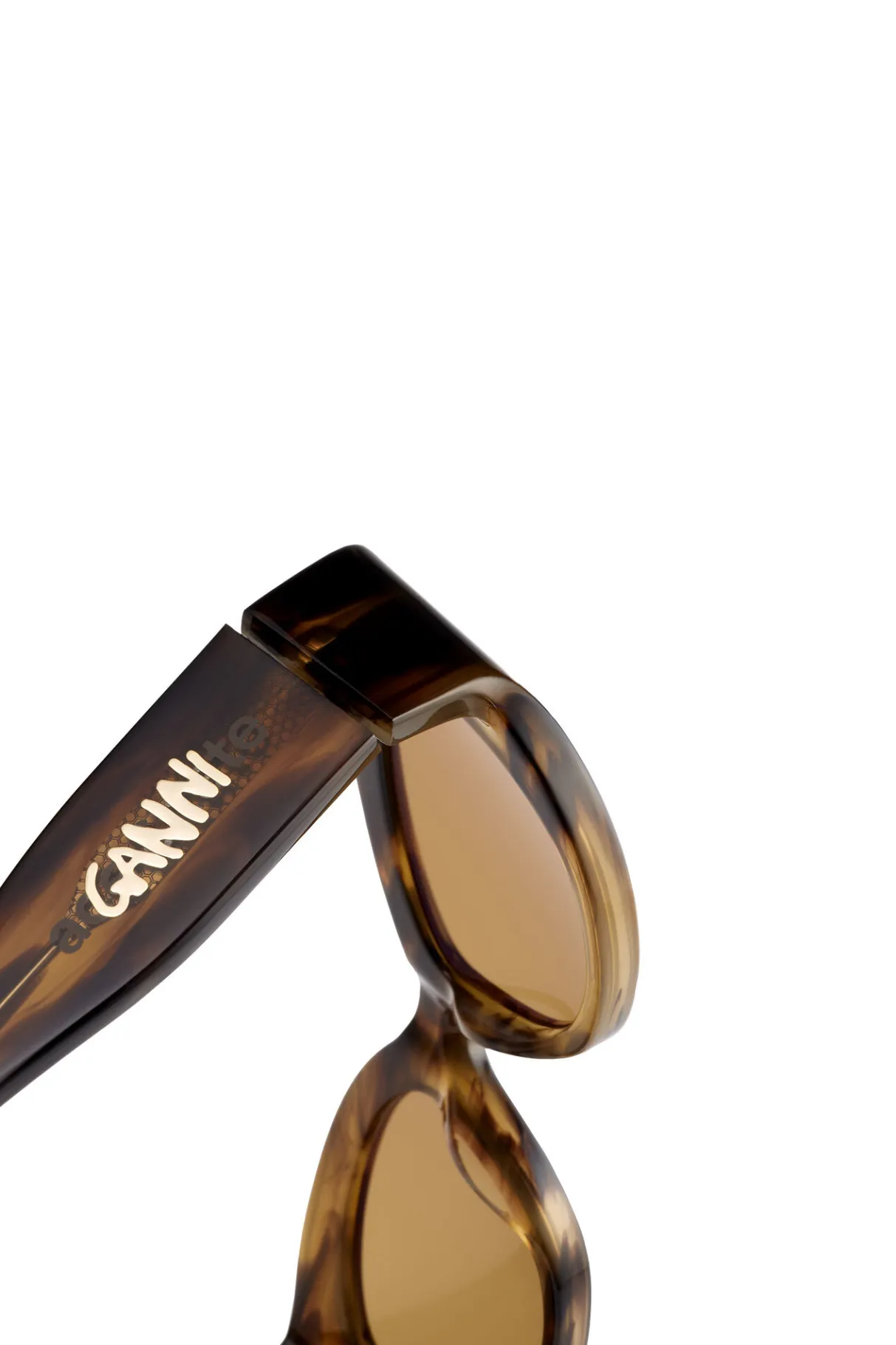 Shop GANNI X Ace & Tate Xena Sunglasses Tobacco Brown