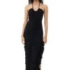 Hot GANNI X Ester Manas Mesh Halterneck Gather Dress Black