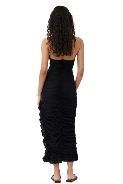 Hot GANNI X Ester Manas Mesh Halterneck Gather Dress Black