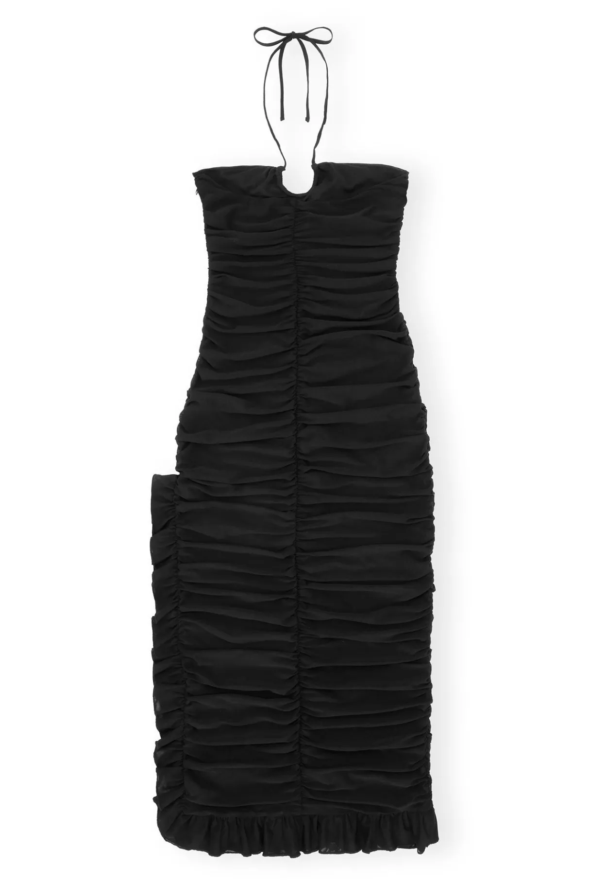 Hot GANNI X Ester Manas Mesh Halterneck Gather Dress Black