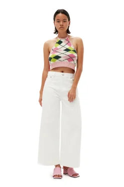 Outlet GANNI Graphic Cotton Halterneck Top Multicolour