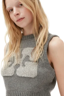 Store GANNI Graphic Cropped Vest High Rise