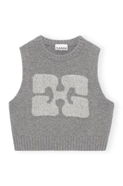 Store GANNI Graphic Cropped Vest High Rise