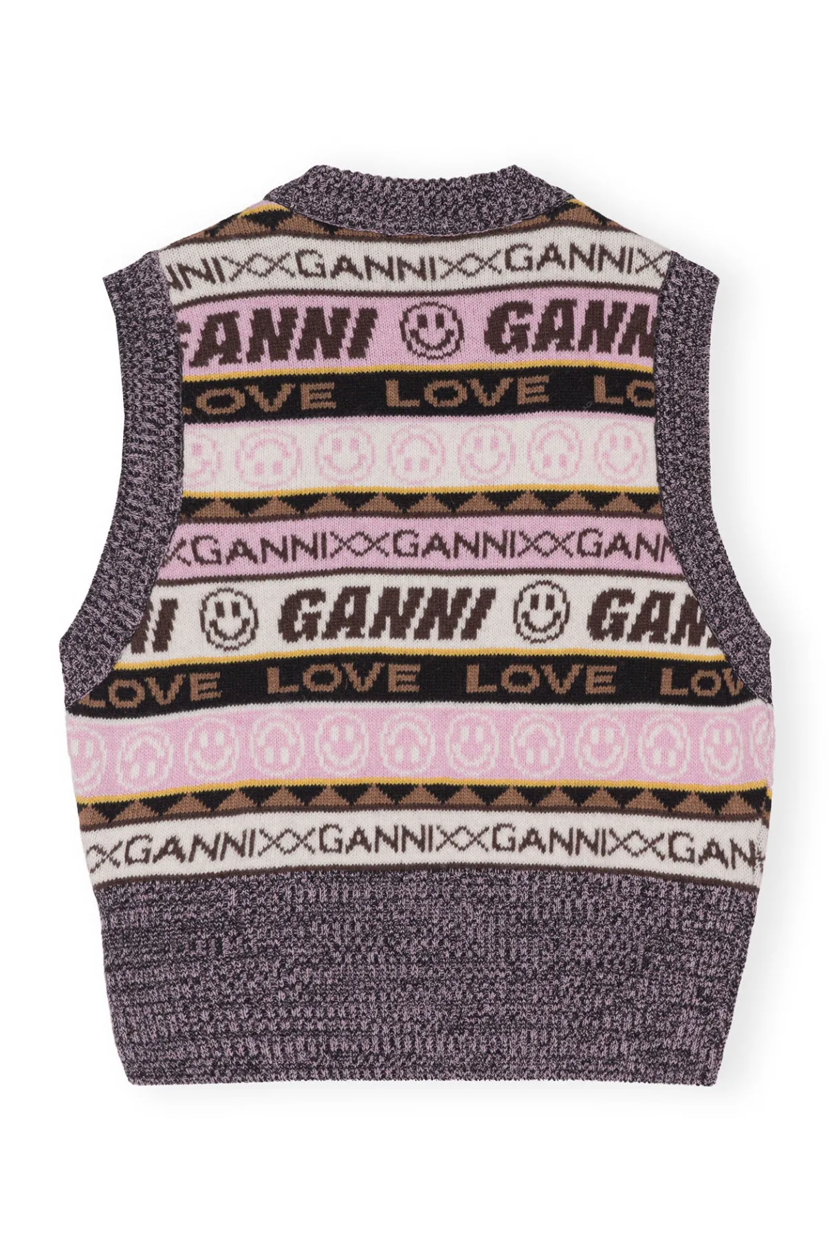 Shop GANNI Graphic V-Neck Vest Petrified Oak