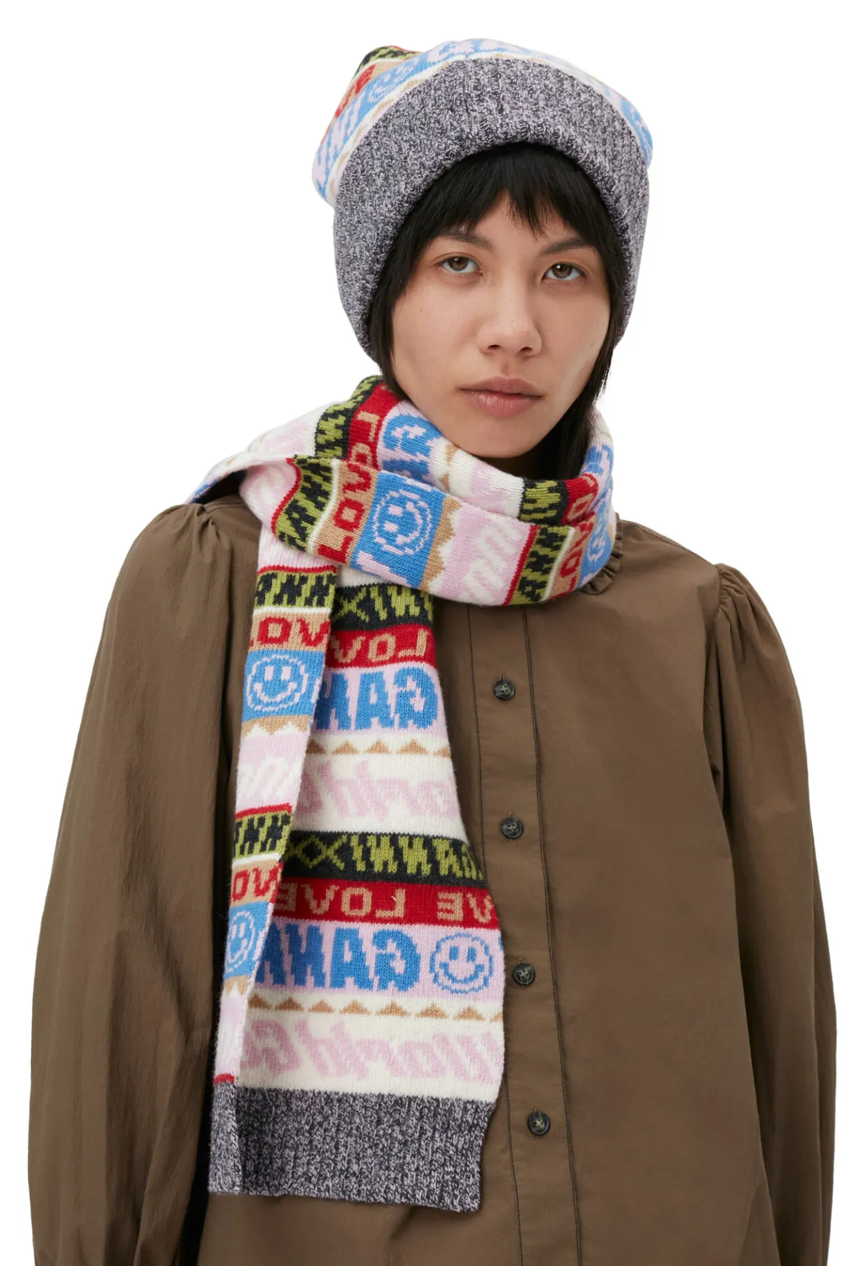 Discount GANNI Graphic Wool Beanie Multicolour