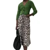 Hot GANNI Green Cropped Melange Knit Cardigan Kelly Green