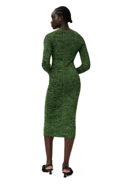 Store GANNI Green Melange Knit Dress Kelly Green